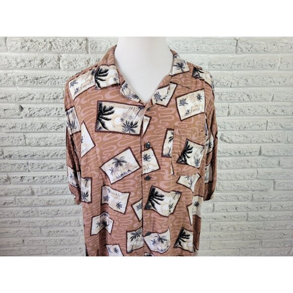 Pineapple Connection Men Shirt 4XB Big Short Sleeve Brown Floral FLO202E - Picture 3 of 7